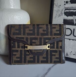 Vintage Fendi Trifold Travel Organizer Clutch Wallet GUC